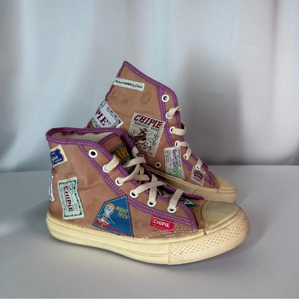 Kawasaki Vintage Chipie Sneakers Trainers Sz 35/4-5 Patch High Top Authentic 90s